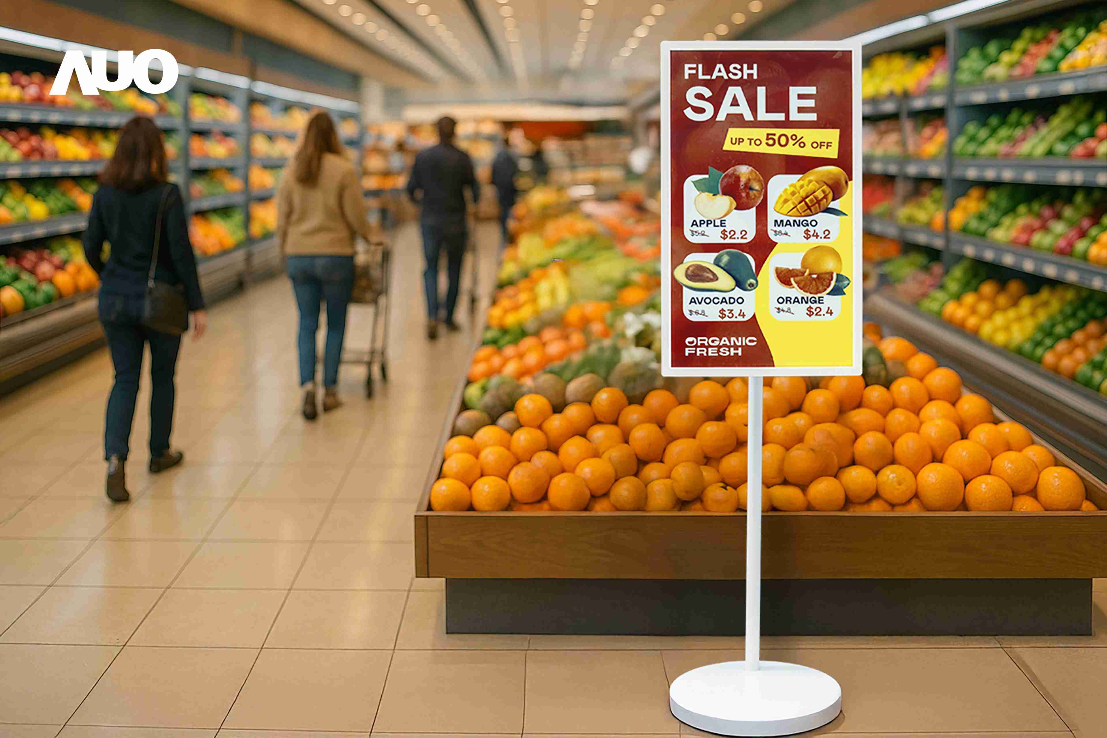 达擎首亮相低功耗、、、全彩的〝aecoPost电子纸解决方案〞，，，仅在更新画面时需要微量的电力驱动，，，无需布建电线的便捷设计，，，，使其可灵活应用、、随意置放，，，并可透过云端或行动装置app，，，，轻松管理及排程广告内容，，，晋升店头营销利器。。。